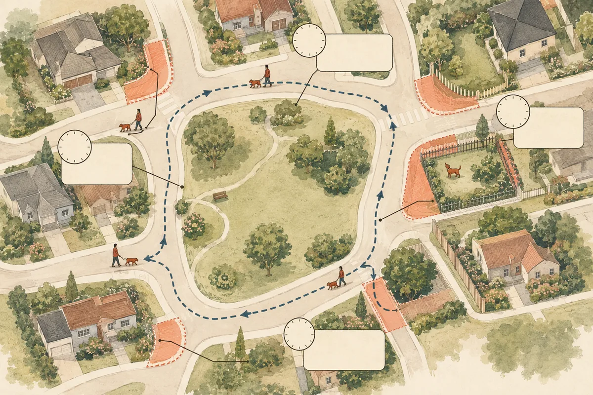 La carte des déclencheurs : ce qui fait réagir votre chien, et à quelle distance.