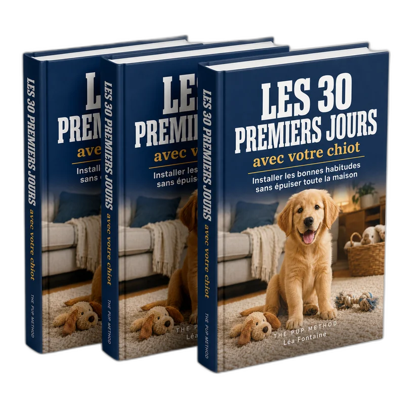 Le livre Réussissez les 30 premiers jours avec votre chiot, en 3D